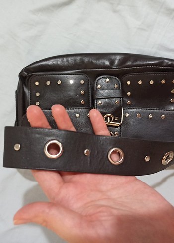  Beden kahverengi Renk Kahverengi Deri Gotik Tokalı Kadın Çanta