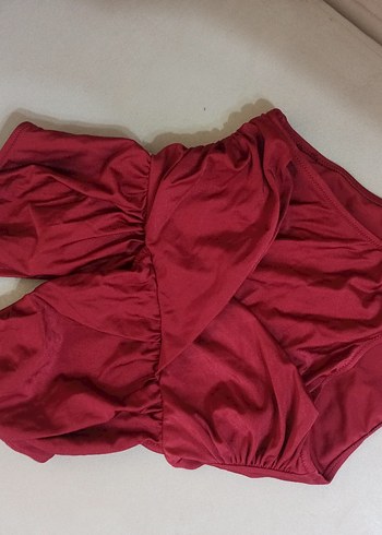 Bordo Drapeli Mini Kadın Mayo - Görsel 6