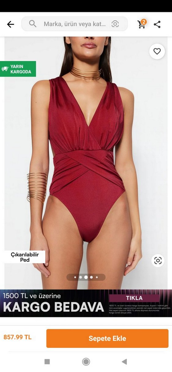 Bordo Drapeli Mini Kadın Mayo - Görsel 4