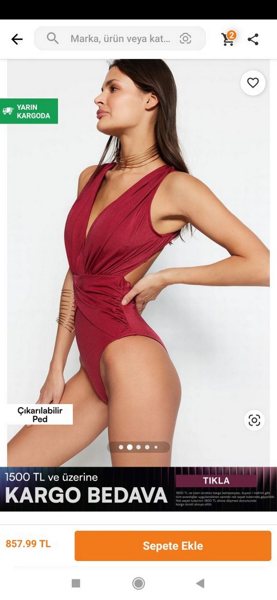 Bordo Drapeli Mini Kadın Mayo - Görsel 3