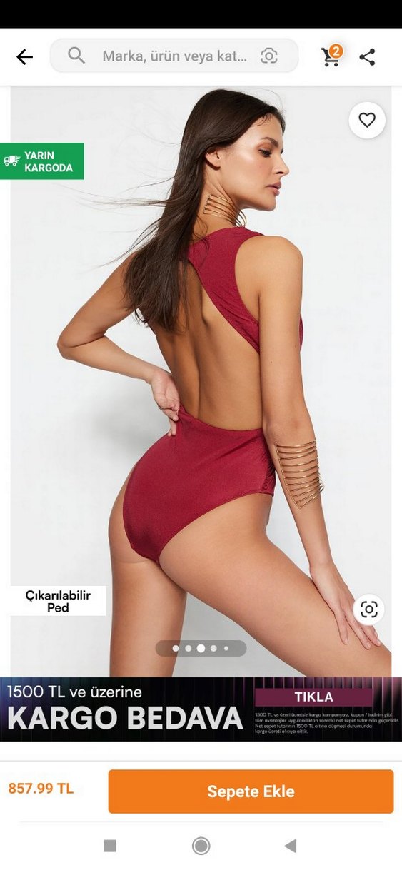 Bordo Drapeli Mini Kadın Mayo - Görsel 2