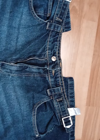 Kadın Mavi Kemerli Midi Boy Bol Kesim Jean - Görsel 4