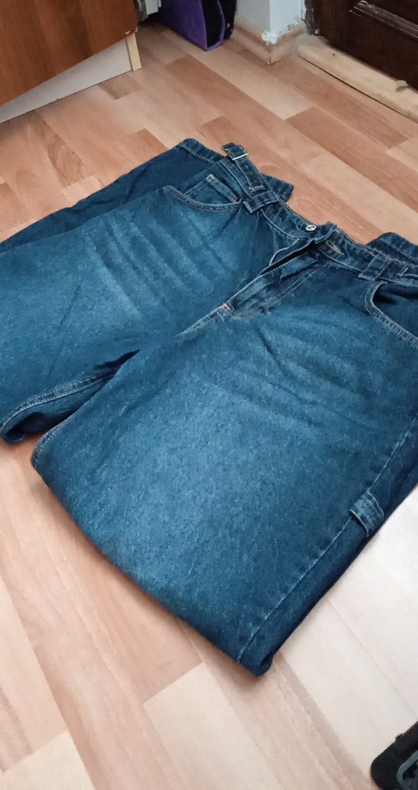 Kadın Mavi Kemerli Midi Boy Bol Kesim Jean - Görsel 3