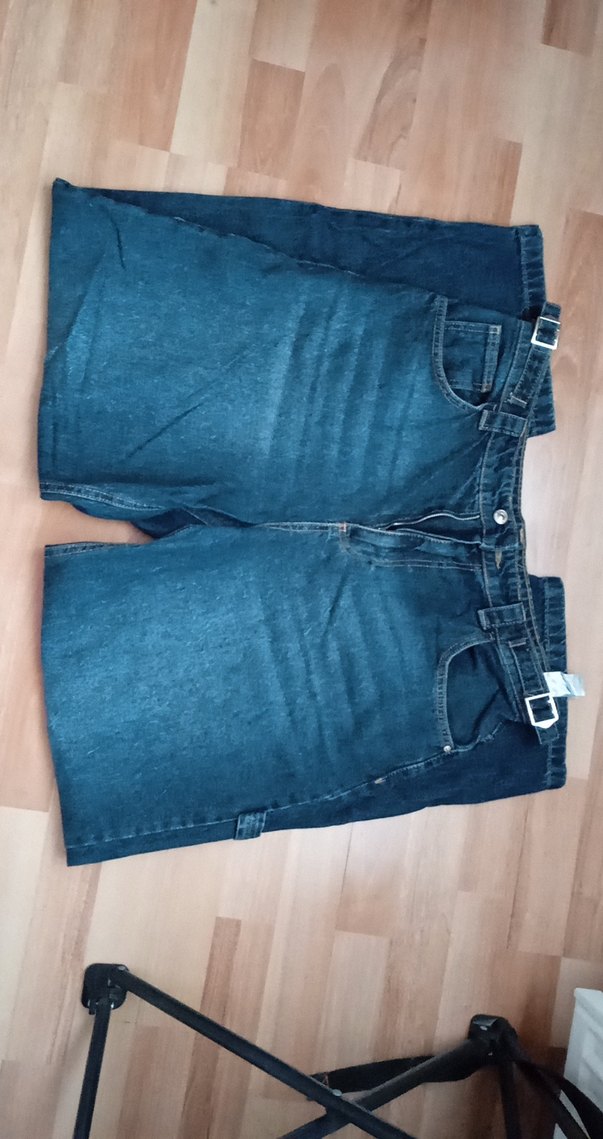 Kadın Mavi Kemerli Midi Boy Bol Kesim Jean - Görsel 2