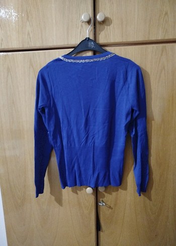 Düğmeli Mavi Midi Hırka - Görsel 2