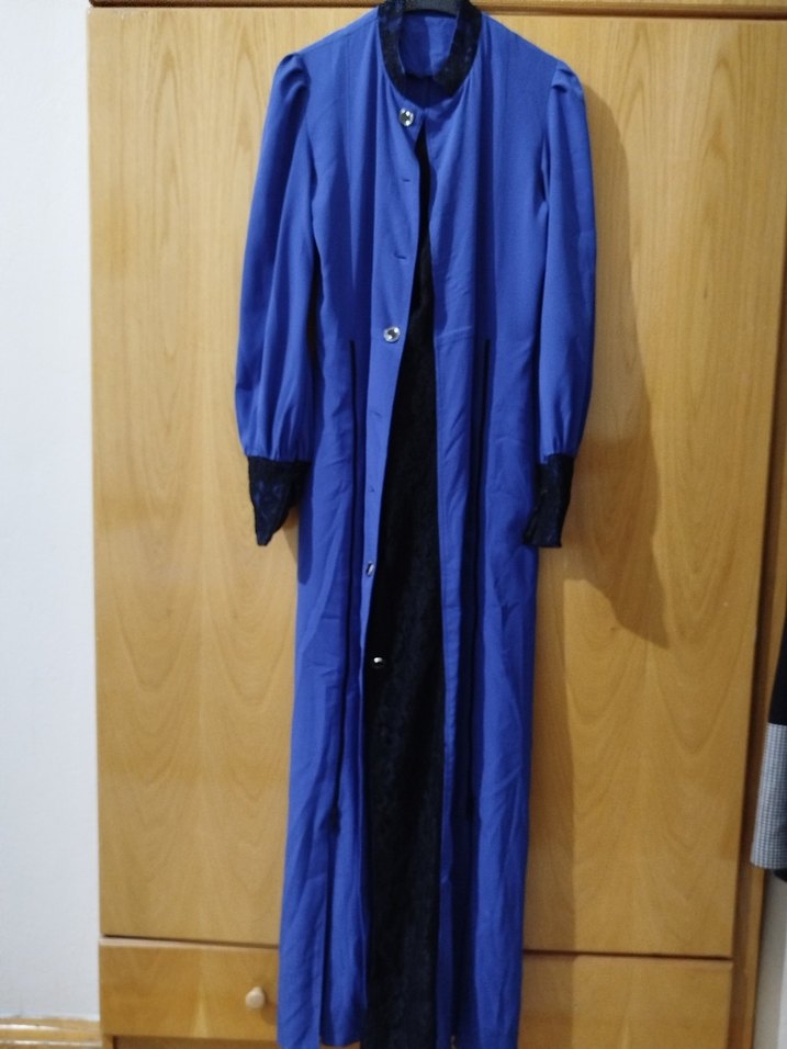 Mavi Uzun Kollu Salaş Kadın Elbise - Görsel 3