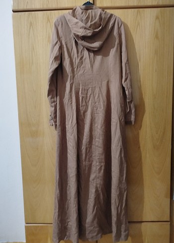 Bej Uzun Keten Kadın Kaban - Görsel 2