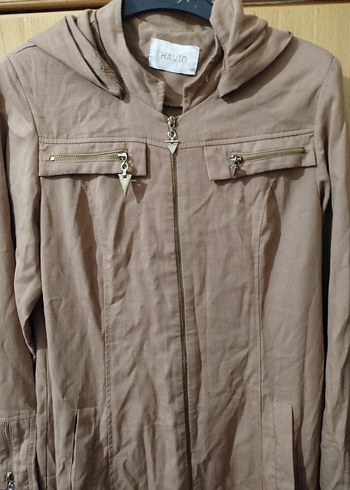 Bej Uzun Keten Kadın Kaban - Görsel 3