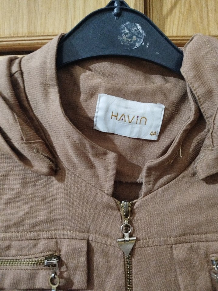 Bej Uzun Keten Kadın Kaban - Görsel 4