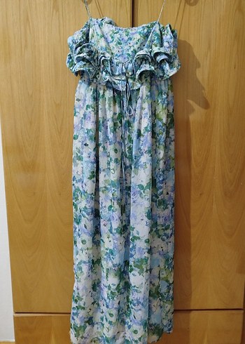 Mavi Bohem Straplez Uzun Elbise - Görsel 2