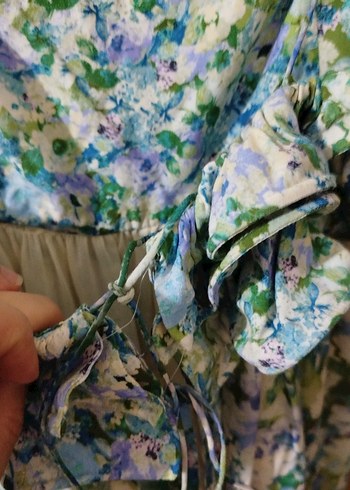 Mavi Bohem Straplez Uzun Elbise - Görsel 4