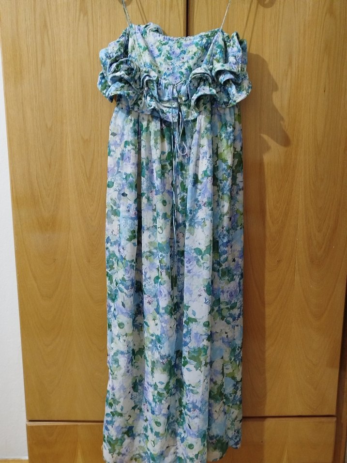 Mavi Bohem Straplez Uzun Elbise - Görsel 2