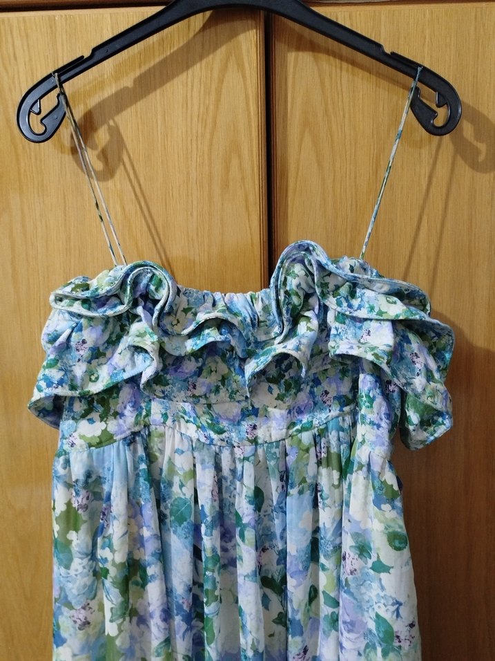 Mavi Bohem Straplez Uzun Elbise - Görsel 3