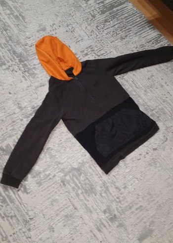 Kapüşonlu Siyah Erkek Çocuk Sweatshirt - Görsel 2