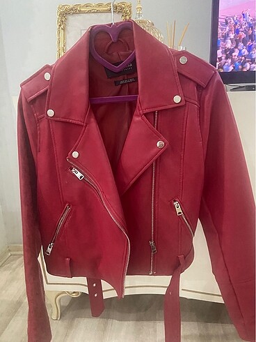 PULL&BEAR kırmızı deri ceket
