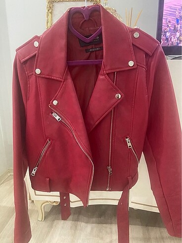 Pull and Bear PULL&BEAR kırmızı deri ceket