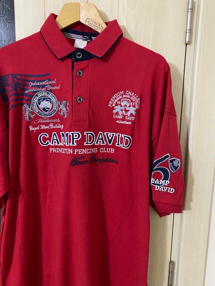 Kırmızı Camp David Düğmeli Polo Tişört sıfır erkek 6xl beden - Görsel 4