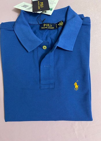 Erkek Mavi Polo Yaka Kısa Kollu Tişört ralph lauren marka m bede - Görsel 4