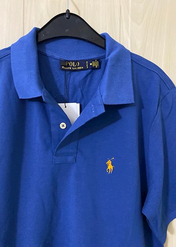Erkek Mavi Polo Yaka Kısa Kollu Tişört ralph lauren marka m bede - Görsel 3
