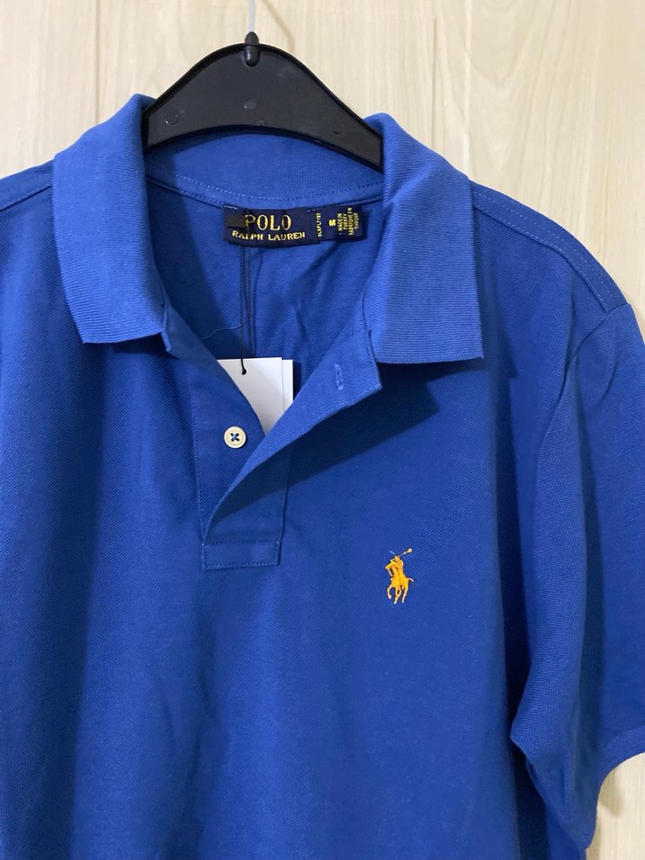 Erkek Mavi Polo Yaka Kısa Kollu Tişört ralph lauren marka m bede - Görsel 3