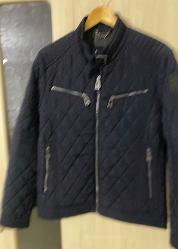 Erkek Lacivert Biker Mont Fermuarlı belstaff marka mbeden - Görsel 3