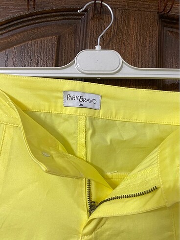 s Beden sarı Renk Sıfır park bravo marka bayan pamuk koton yazlık pantolon36 beden