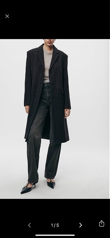 Zara zw collection çizgili manteco