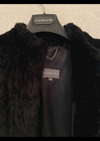 Siyah Peluş Kürk Kaban Kadın - Görsel 4