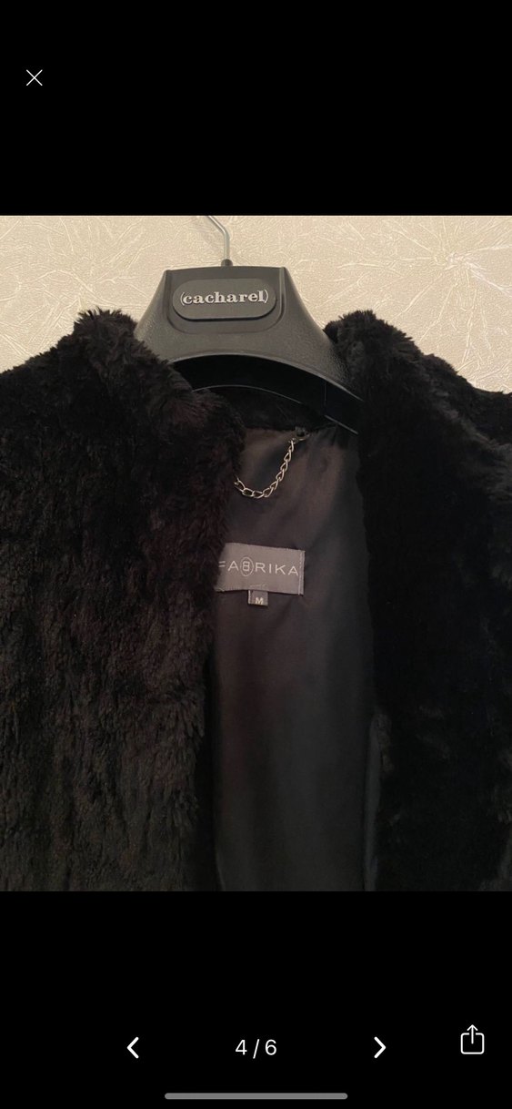 Siyah Peluş Kürk Kaban Kadın - Görsel 4