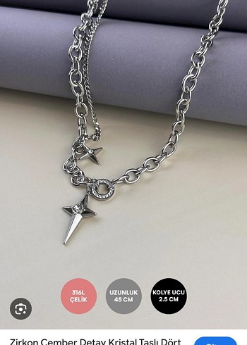 Accessorize gümüş Zincir Detaylı Gotik Midi Kolye