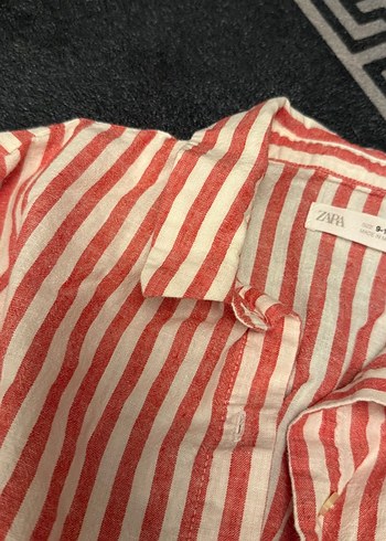 Kırmızı Çizgili Uzun Kollu Keten Gömlek - Görsel 2