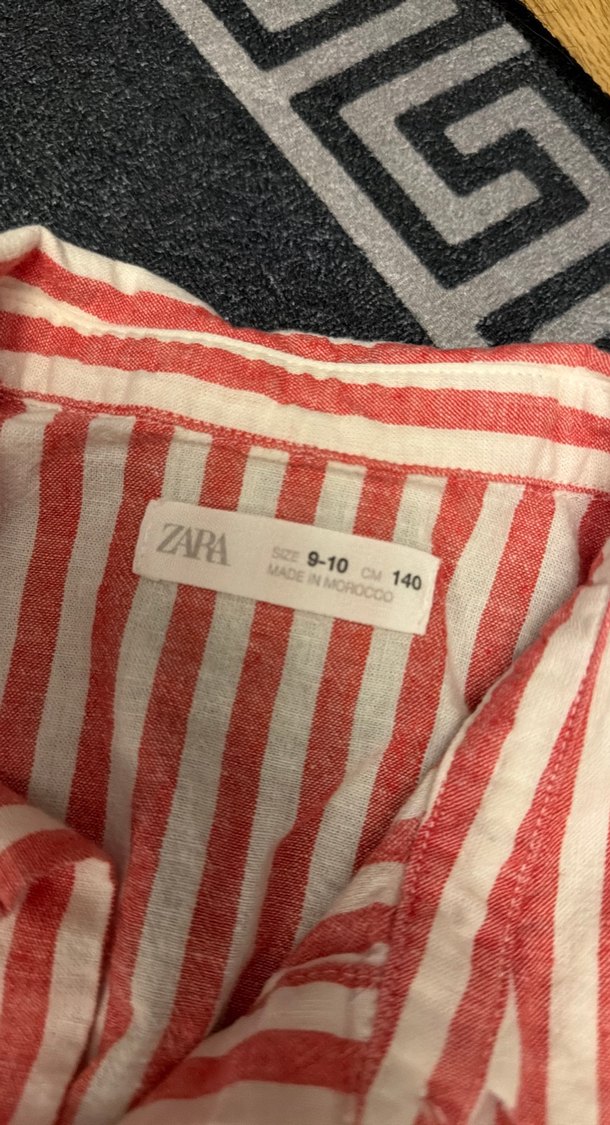 Kırmızı Çizgili Uzun Kollu Keten Gömlek - Görsel 3