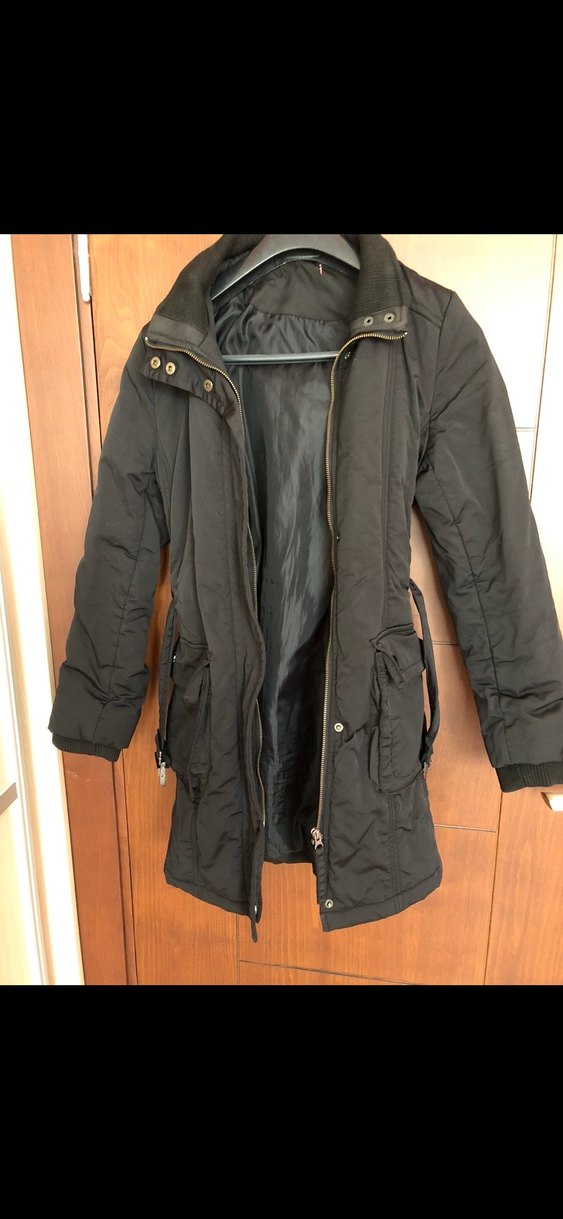 Siyah Kemerli Kadın Kışlık Mont - Görsel 3