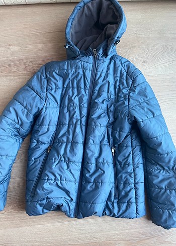 Erkek çocuk Mavi Kapüşonlu Kış Montu - Görsel 6