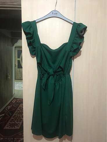s Beden Yeşil mini elbise