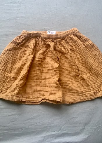 H&M Hardal Keten Fırfırlı Etek