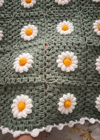 Çiçek Desenli Örgü Battaniye - Görsel 4