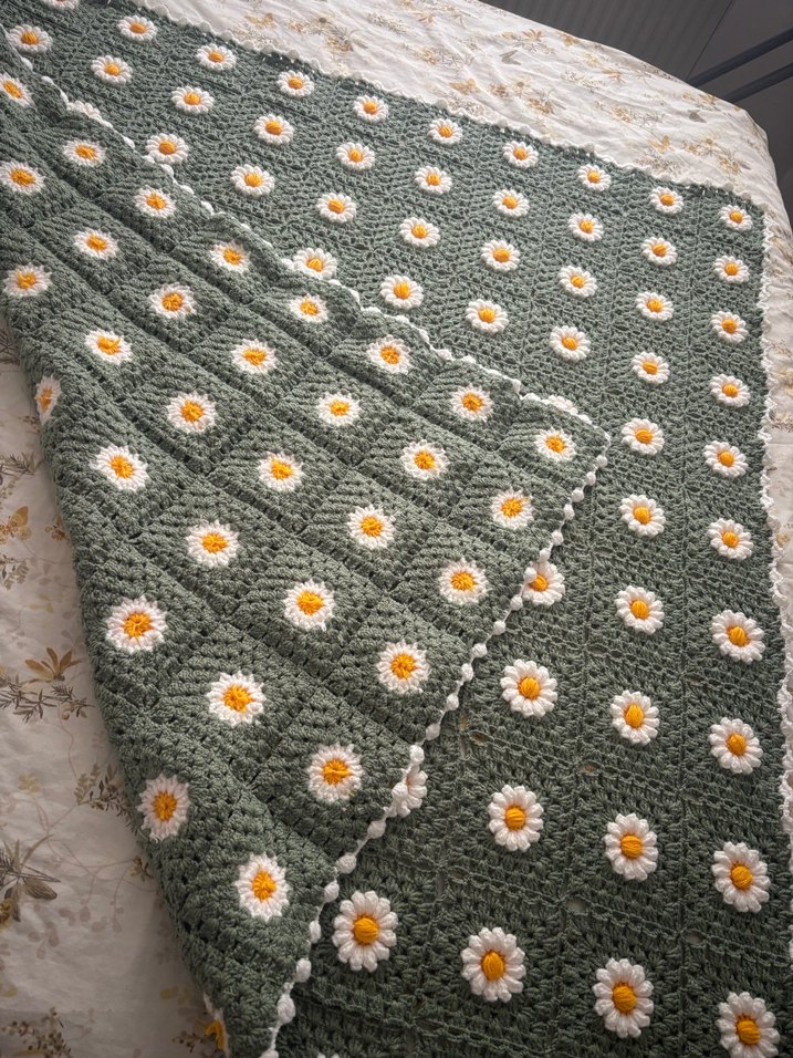 Çiçek Desenli Örgü Battaniye - Görsel 5