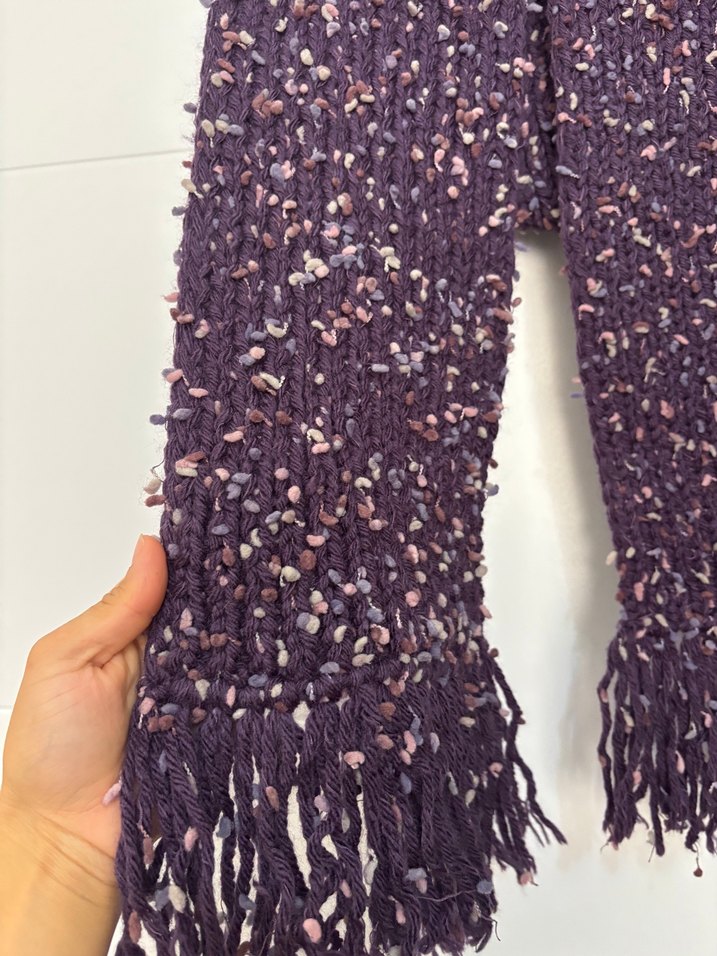 Yumuşacık Koyu Mor Örgü Kadın atkı - Görsel 2