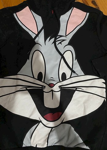 Kapüşonlu Bugs Bunny Baskılı Fermuarlı Sweatshirt - Görsel 2
