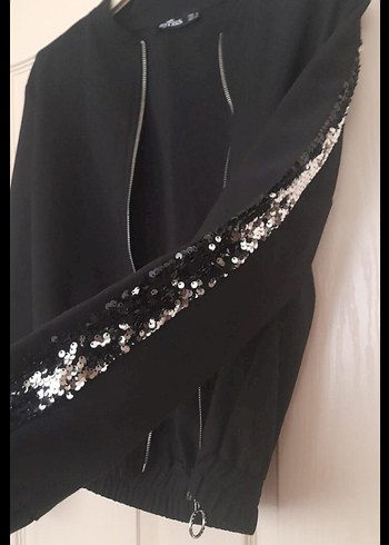 Kadın Pantolon Pullu Fermuarlı Midi Ceket İkili Takım - Görsel 5