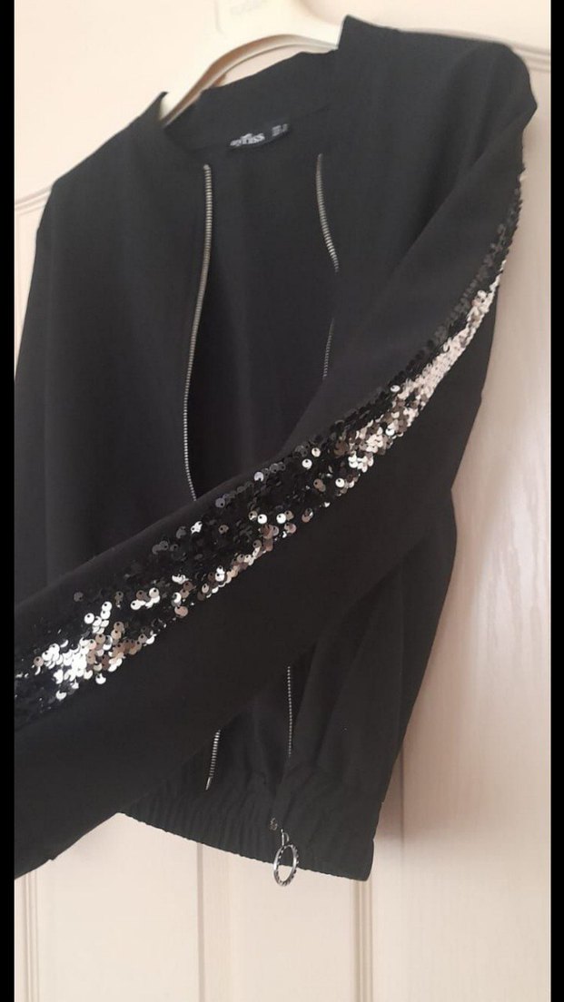 Kadın Pantolon Pullu Fermuarlı Midi Ceket İkili Takım - Görsel 5