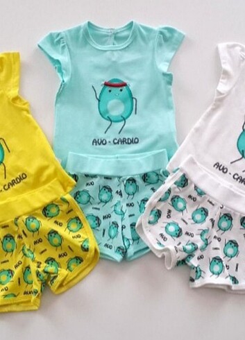 Kız Bebek Şortlu Penye İkili Takım