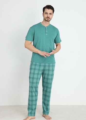 ERKEK PİJAMA TAKIM PAMUKLU KISA KOL - Görsel 3