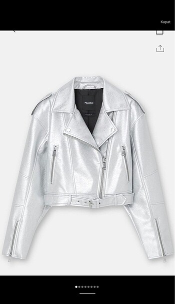 m Beden gri Renk Pull&bear gümüş biker çeket