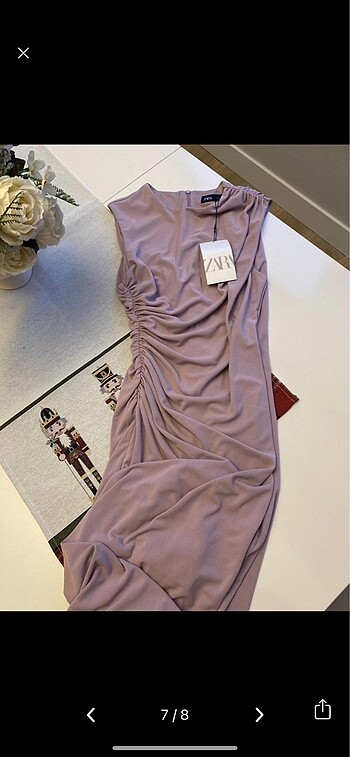 Zara Zara drape detaylı midi elbise