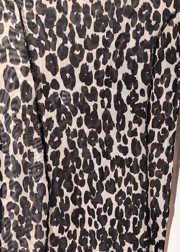 Dantel Detaylı Leopar Desenli Uzun Kollu Bluz - Görsel 2