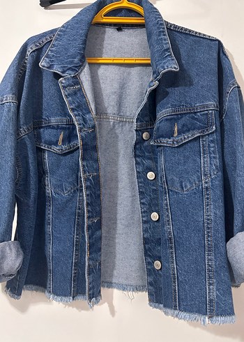 Düğmeli Mavi Kadın Denim Ceket - Görsel 2