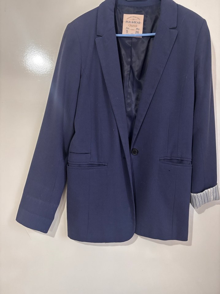 Lacivert Kadın Midi Blazer Ceket - Görsel 4