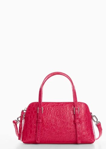 Pembe Yılan Derisi Desenli Kadın Deri Çanta - Görsel 3